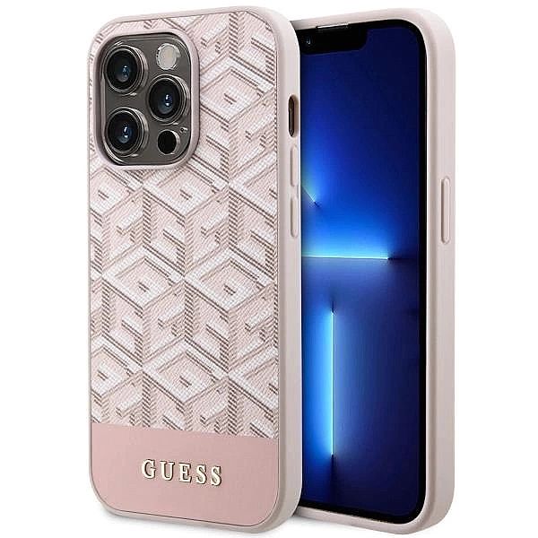 Etui Guess GCube Stripes MagSafe na iPhone 14 Pro - różowe