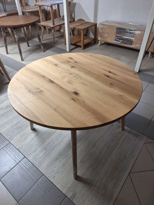 Stół dębowy rozkładany fi 110