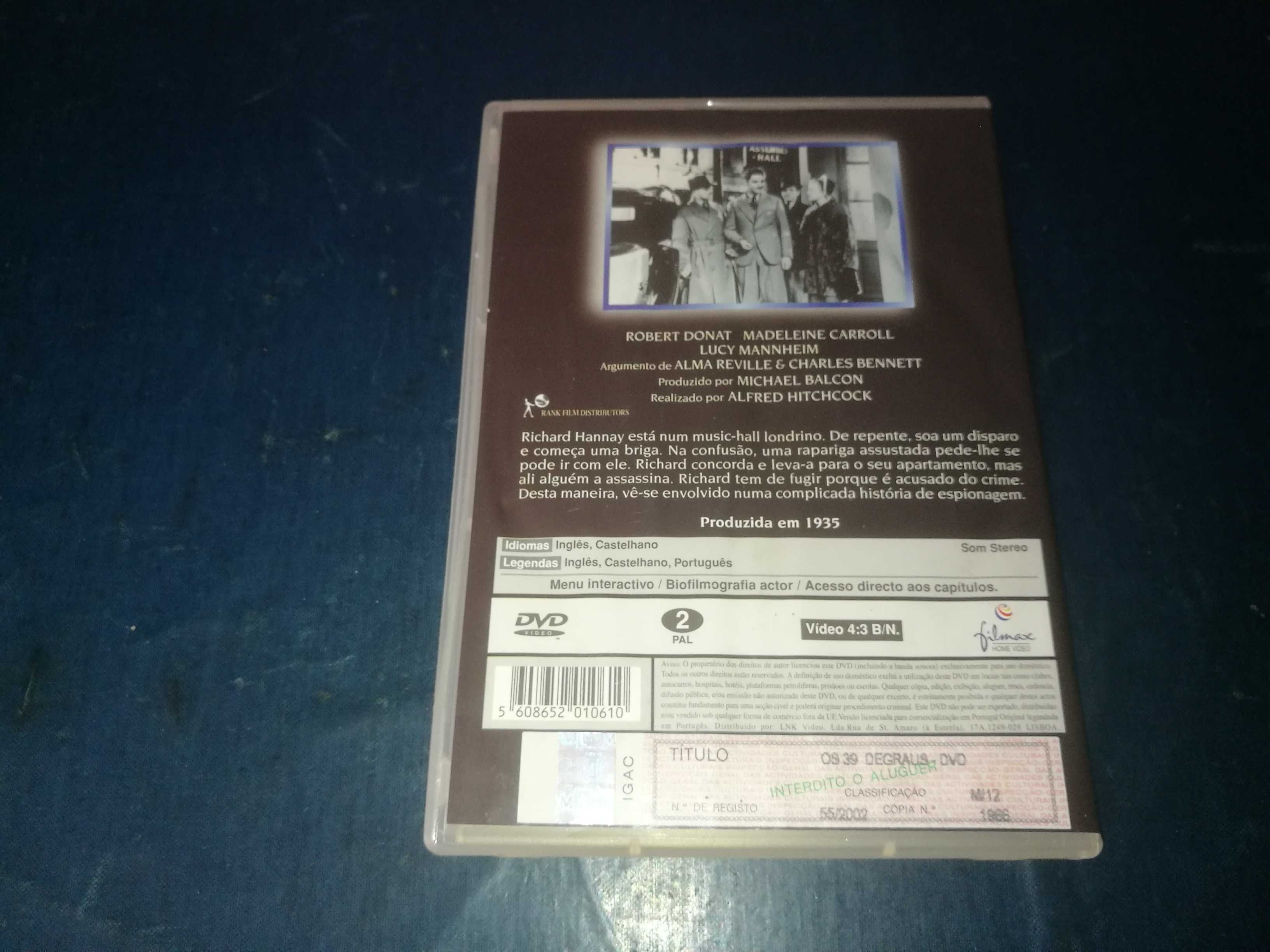 OS TRINTA E NOVE DEGRAUS  (AL HITCHCOCK) DVD (legendagem em Português)