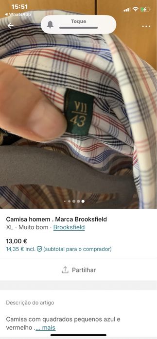 Camisa homem . Marca Brooksfield