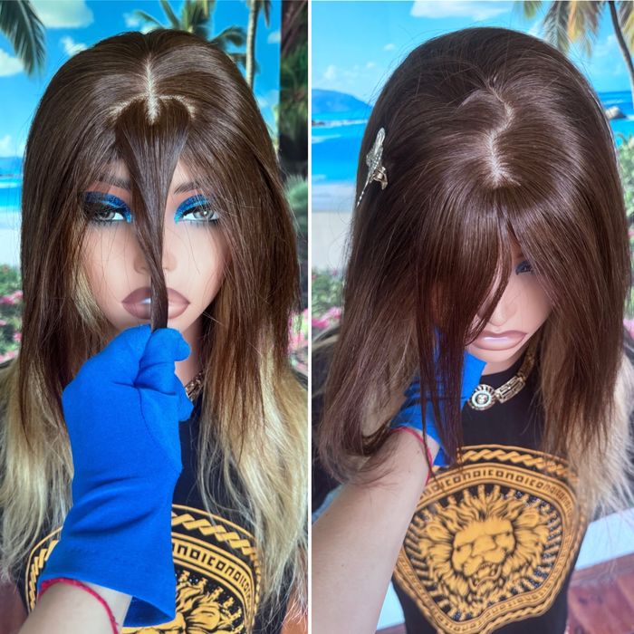 Натуральная накладка кожа на шёлке славянские детские волосы русые