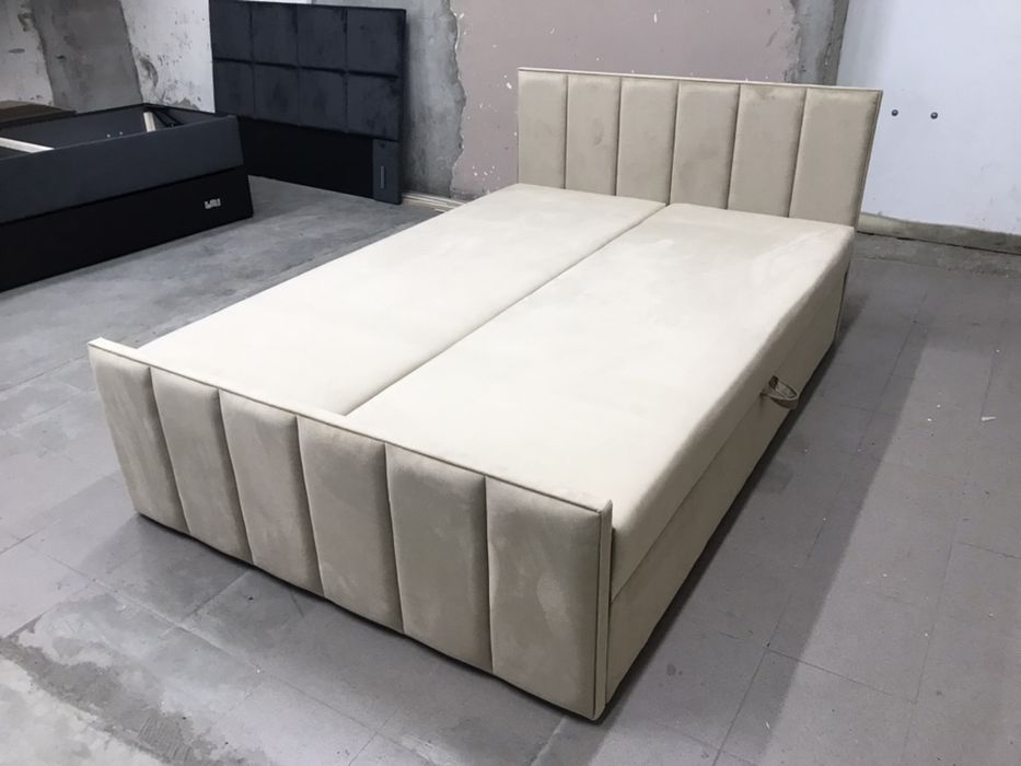 Łóżko tapicerowane Kontynentalne materac 140x200 + pojemnik na pościel