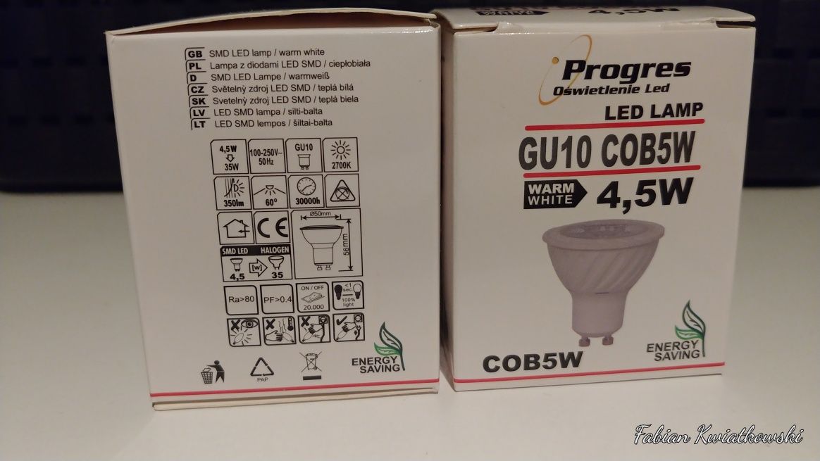 Żarówki LED GU10 COB5W 4,5W WarmWhite