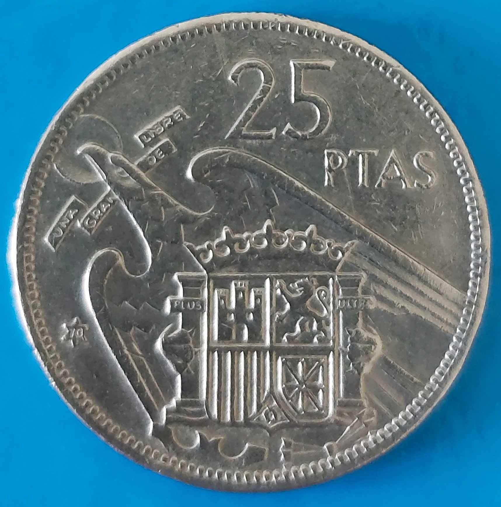 25 Pesetas de 1957*70, Espanha, Francisco franco