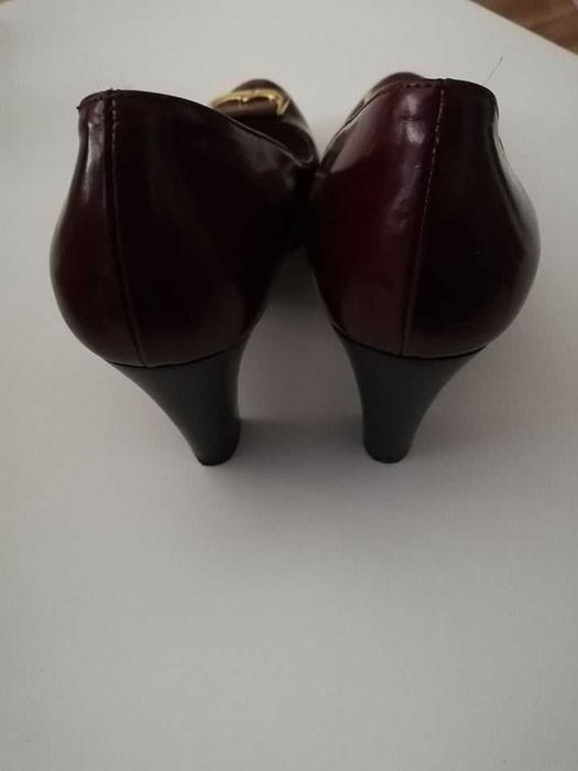 Czółenka skóra naturalna bordowe (burgund) roz. 37