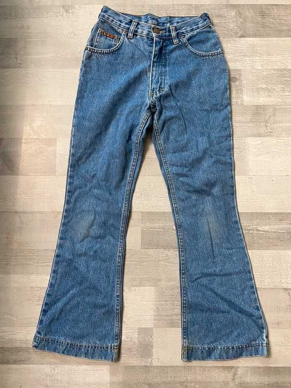 Dzwony spodnie szerokie z szerokimi nogawkami dżinsy jeansowe XS