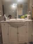 Móvel de casa de banho com lavatório em mármore  cor branco
