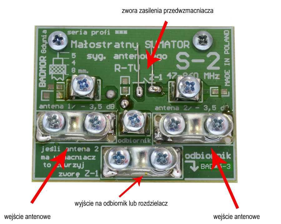Sumator antenowy zwrotnica antenowa RTV  BADMOR S-2