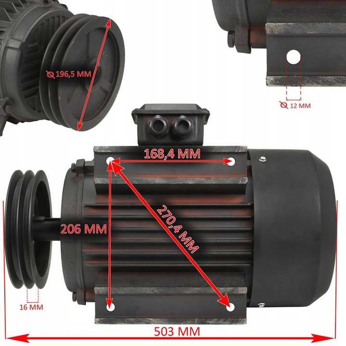 SILNIK ELEKTRYCZNY trójfazowy 3 FAZOWY 10HP 1440 obr/min do kompresora