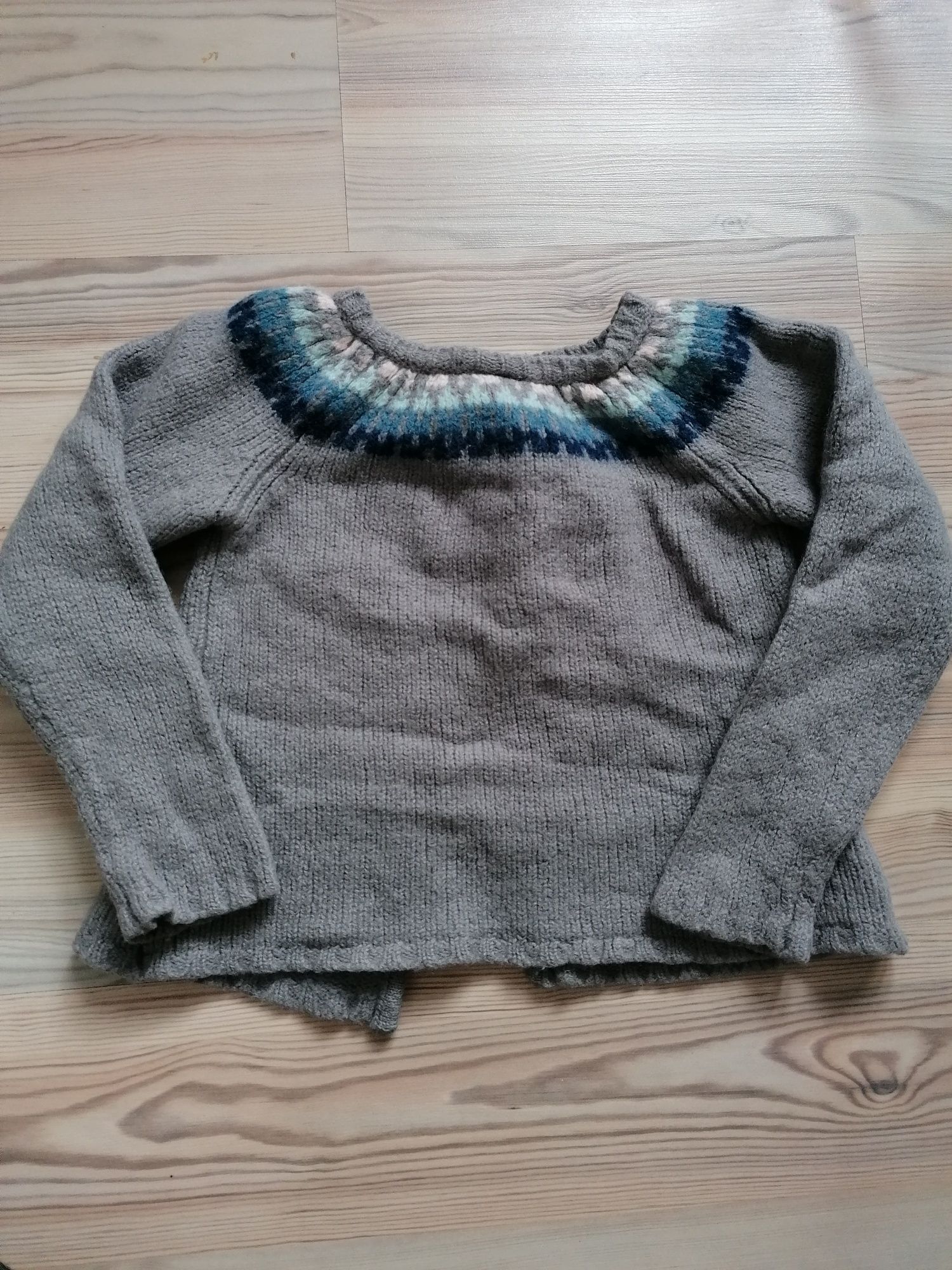 Szary wełniany sweter zapinany kardigan Noa Noa Miniature 122 7 lat