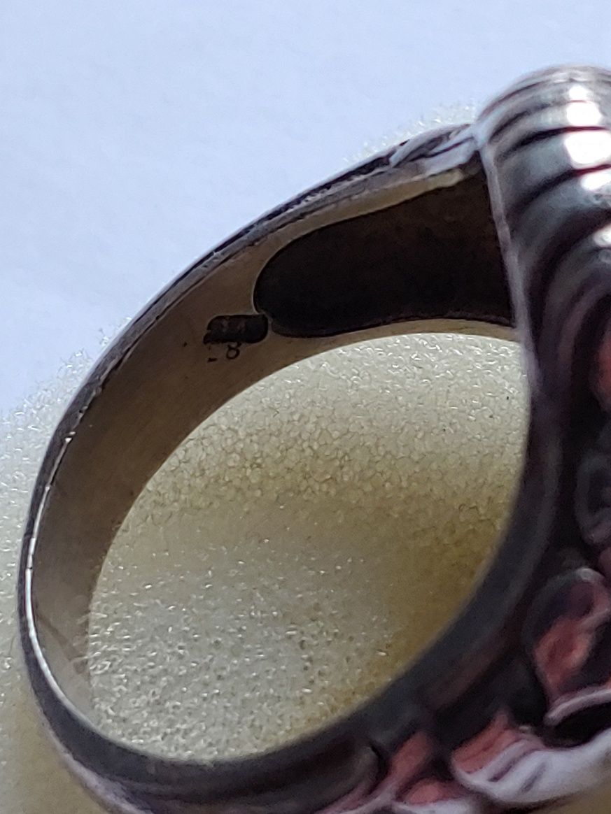 Antyk stary srebrny sygnet męski nefryt lub jadeit .srebro pierścionek