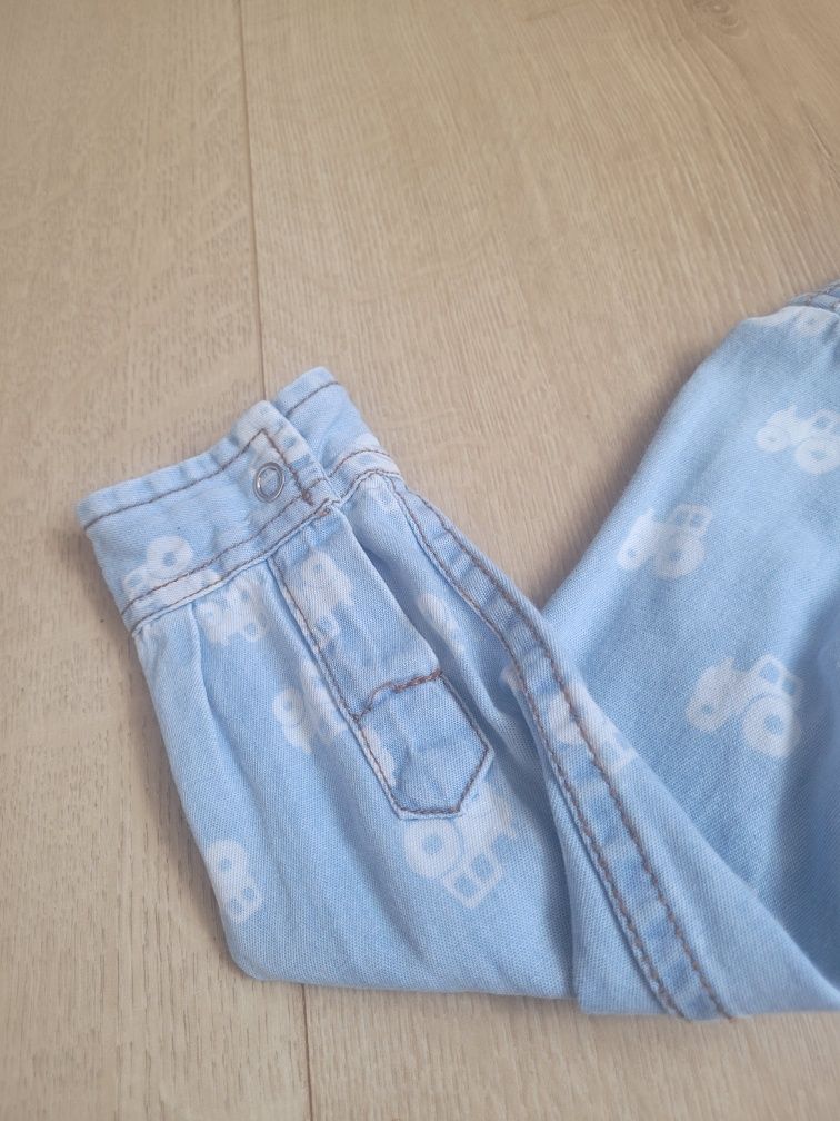 Jeansowa koszula z długim rękawem w traktory jasny jeans 86