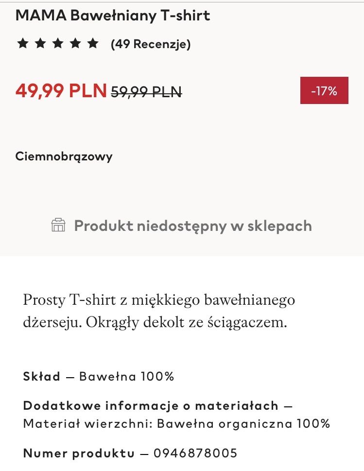 T-shirt bluzka ciążowa H&M MAMA