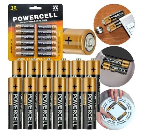 12 x BATERIA AA R6 POWERCELL Paluszki Baterie Zestaw 12 sztuk