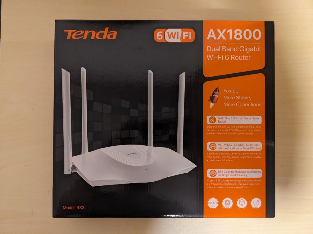 Router Wi-Fi 6 Tenda AX1800 RX3 1201Mbps