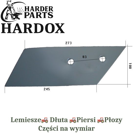 Dłuto Overum HARDOX 9500.2490/P części do pługa 2X lepsze niż Borowe