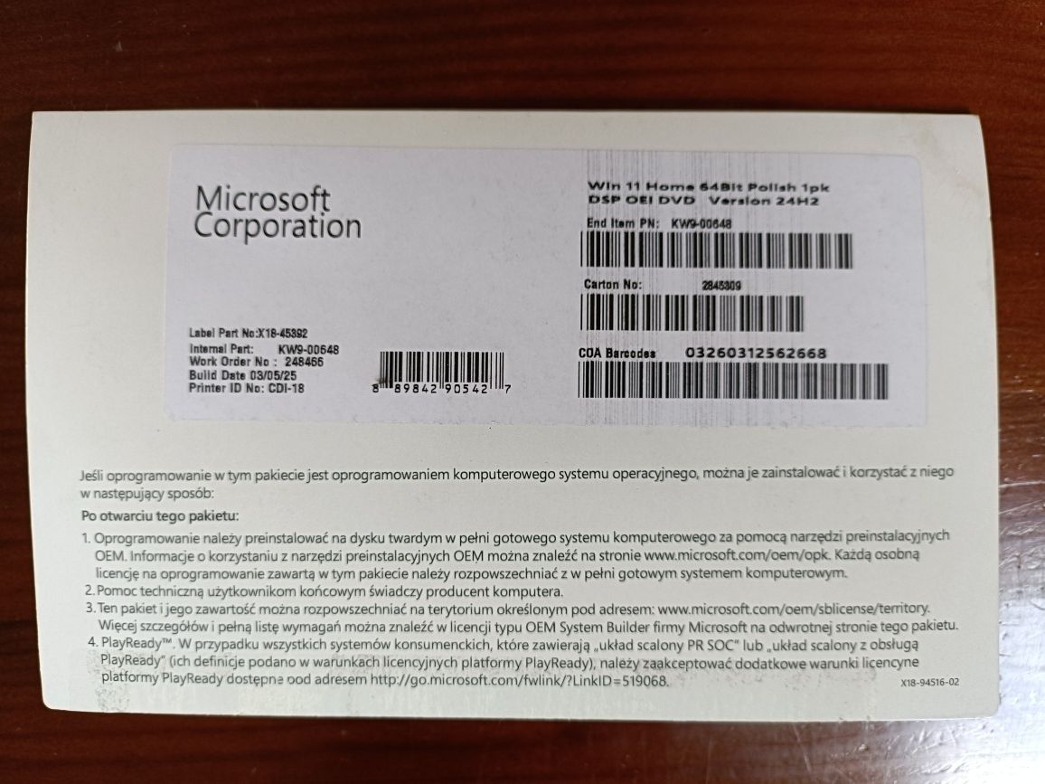Microsoft Windows 11 Home OEM DVD