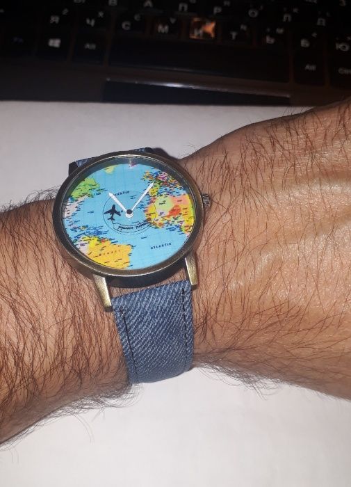 Часи наручні чоловічі / жіночі кварцеві в стилі КАРТА СВІТУ