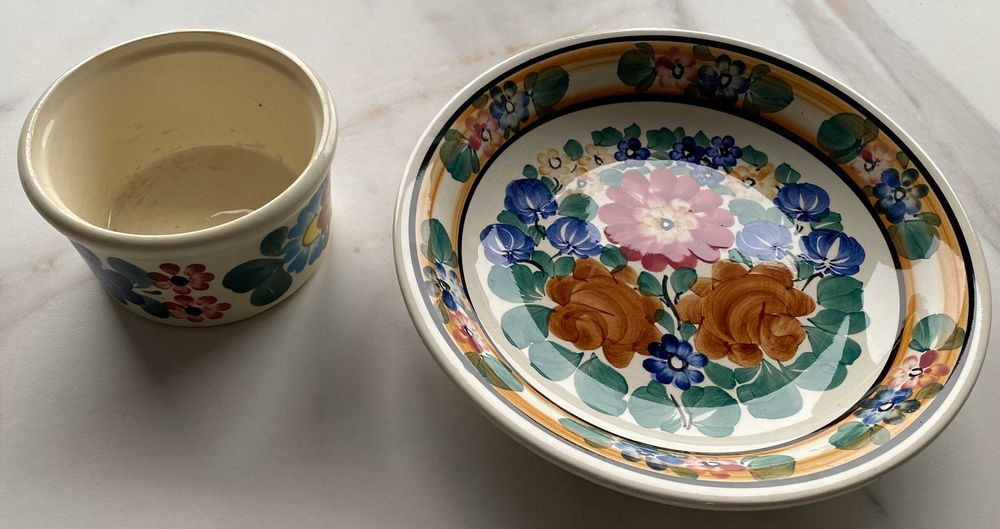 Włocławek porcelana duży talerz miska 2 szt. + sygnowane nazwiskiem