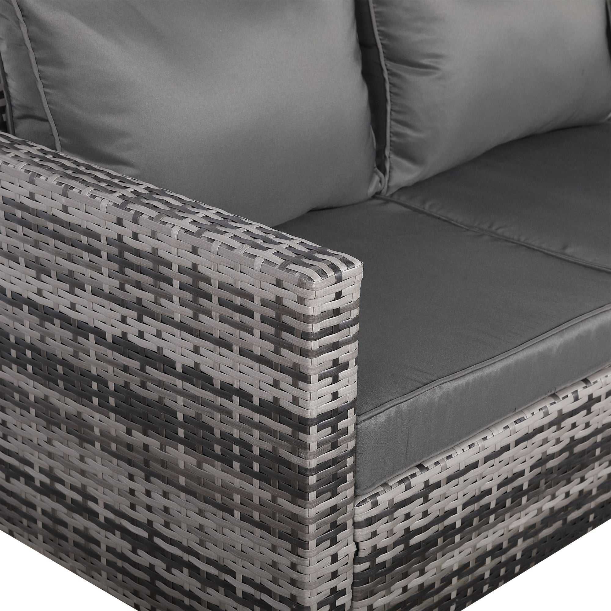 Dwuosobowa szara sofa rattanowa