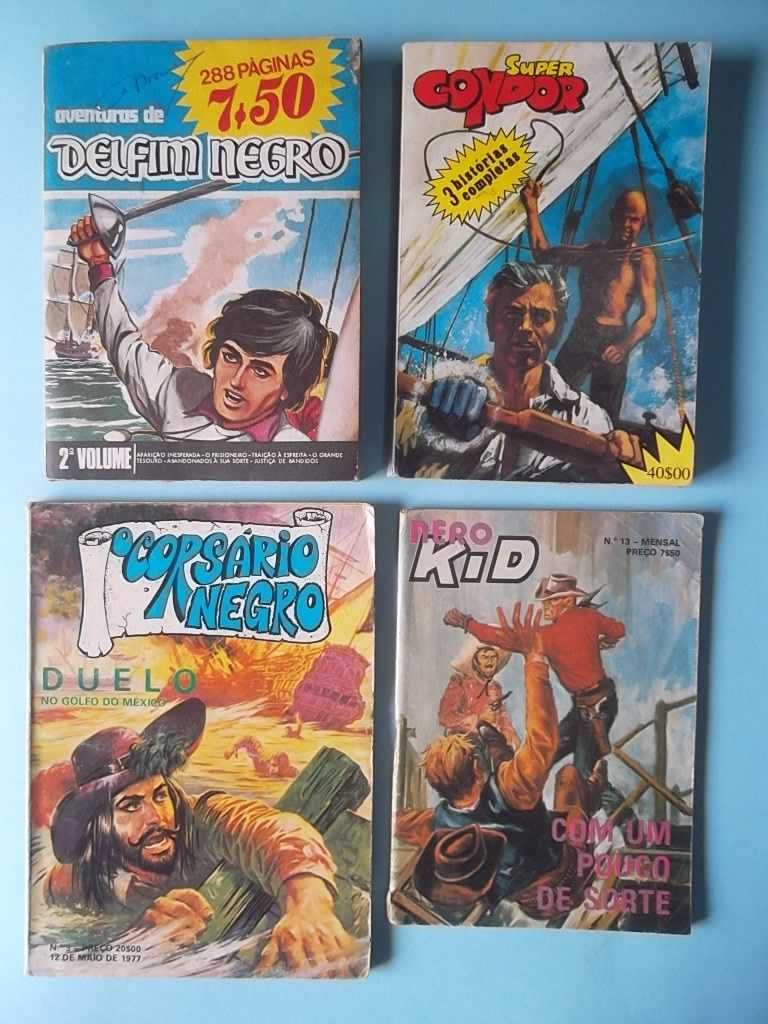 4 Revistas BD antigas Delfim Negro, Condor, Nero Kid etc preço do lote