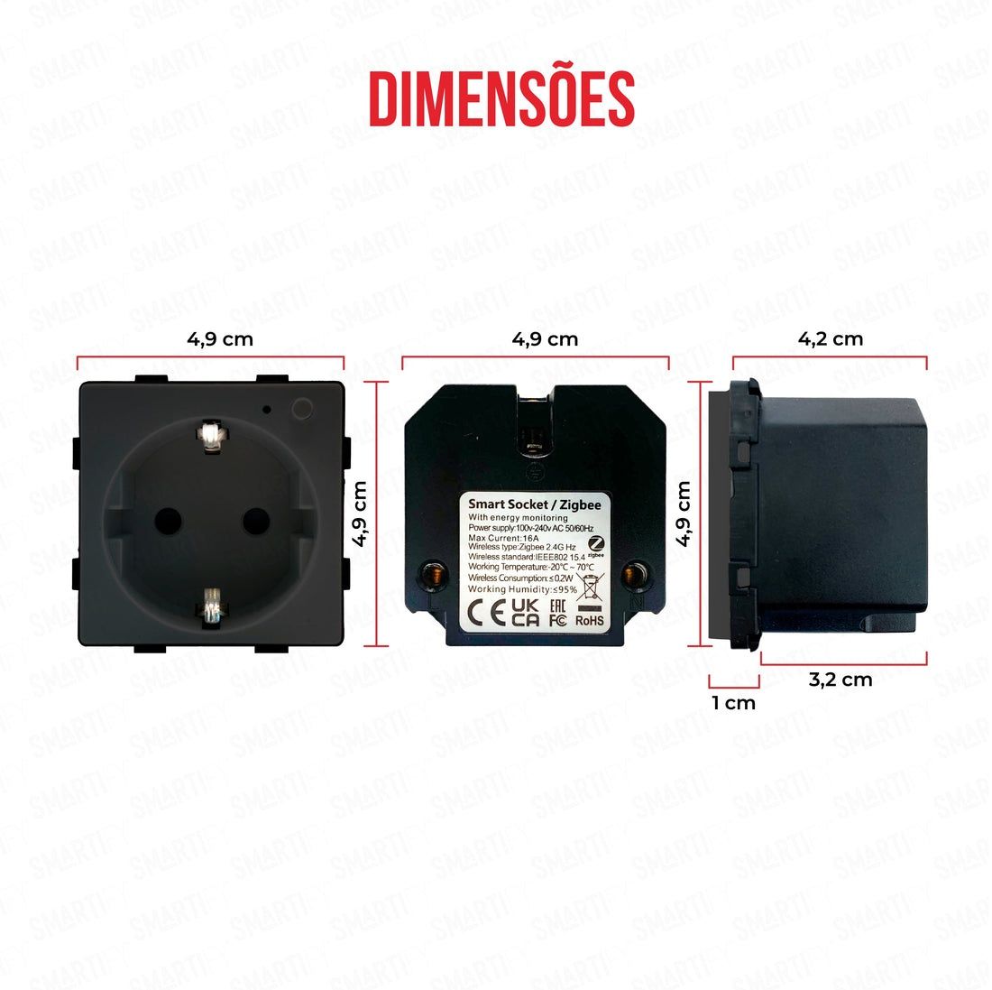 Módulo Tomada Inteligente Zigbee com Medidor de Energia – Preto
