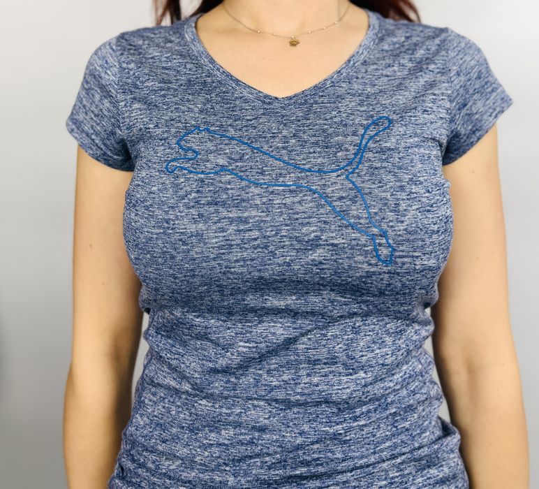 Dopasowany niebieski T-shirt sportowy S 36