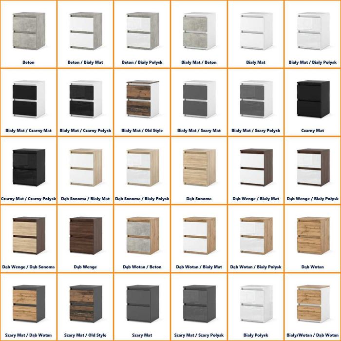 Szafka Nocna Nowoczesna Do Sypialni 30cm Stolik Nocny 2 Szuflady Mała