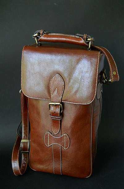 Новая сумка для бутылок из натуральной дублёной кожи