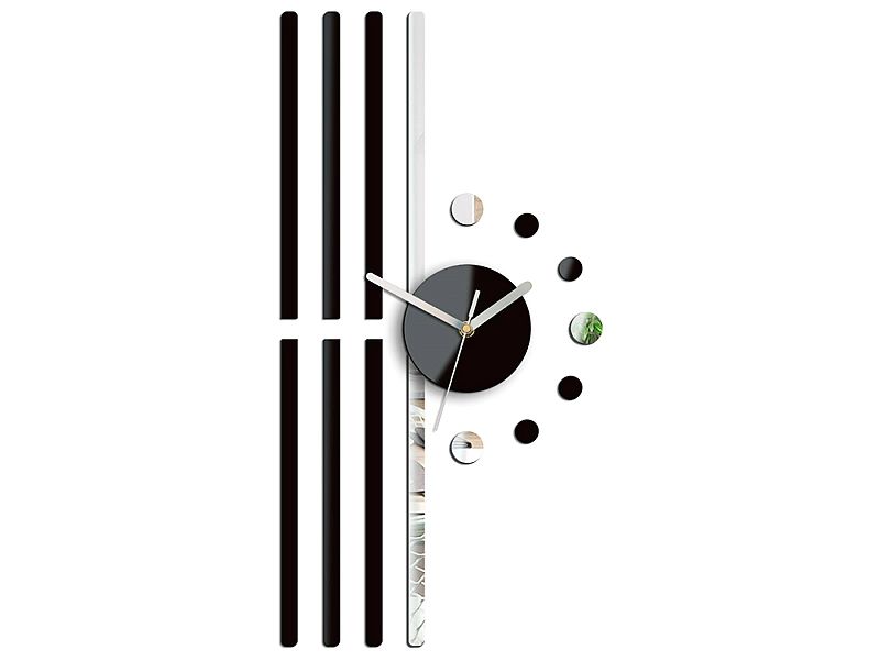 Zegar Ścienny Line 60 cm Lustro Czarny Duży
