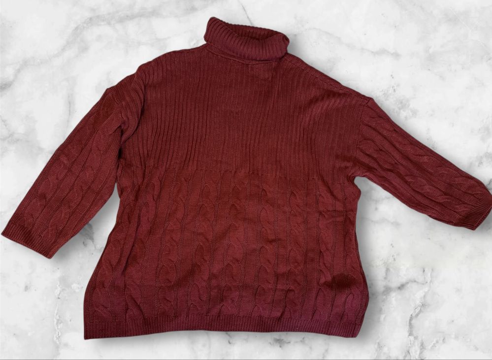 Piękny bordowy golf, sweter 5XL Shein, miękki