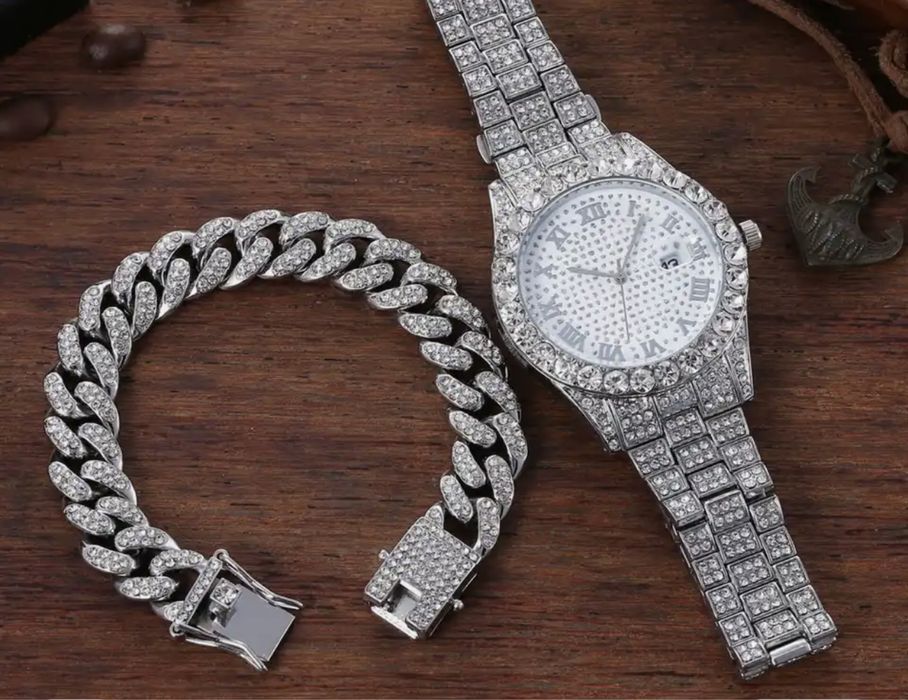 Luksusowy srebrny zegarek na rękę+ bransoletka GRATIS !!