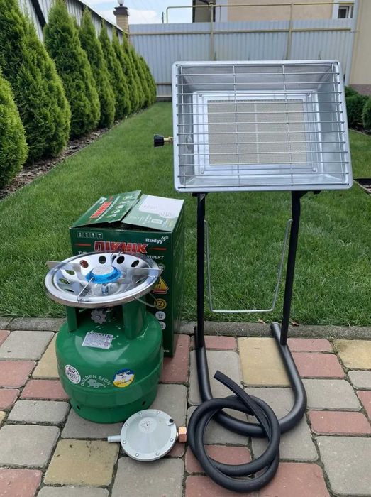 газовий обігрівач для балона керамічна панель з підставкою та решіткою