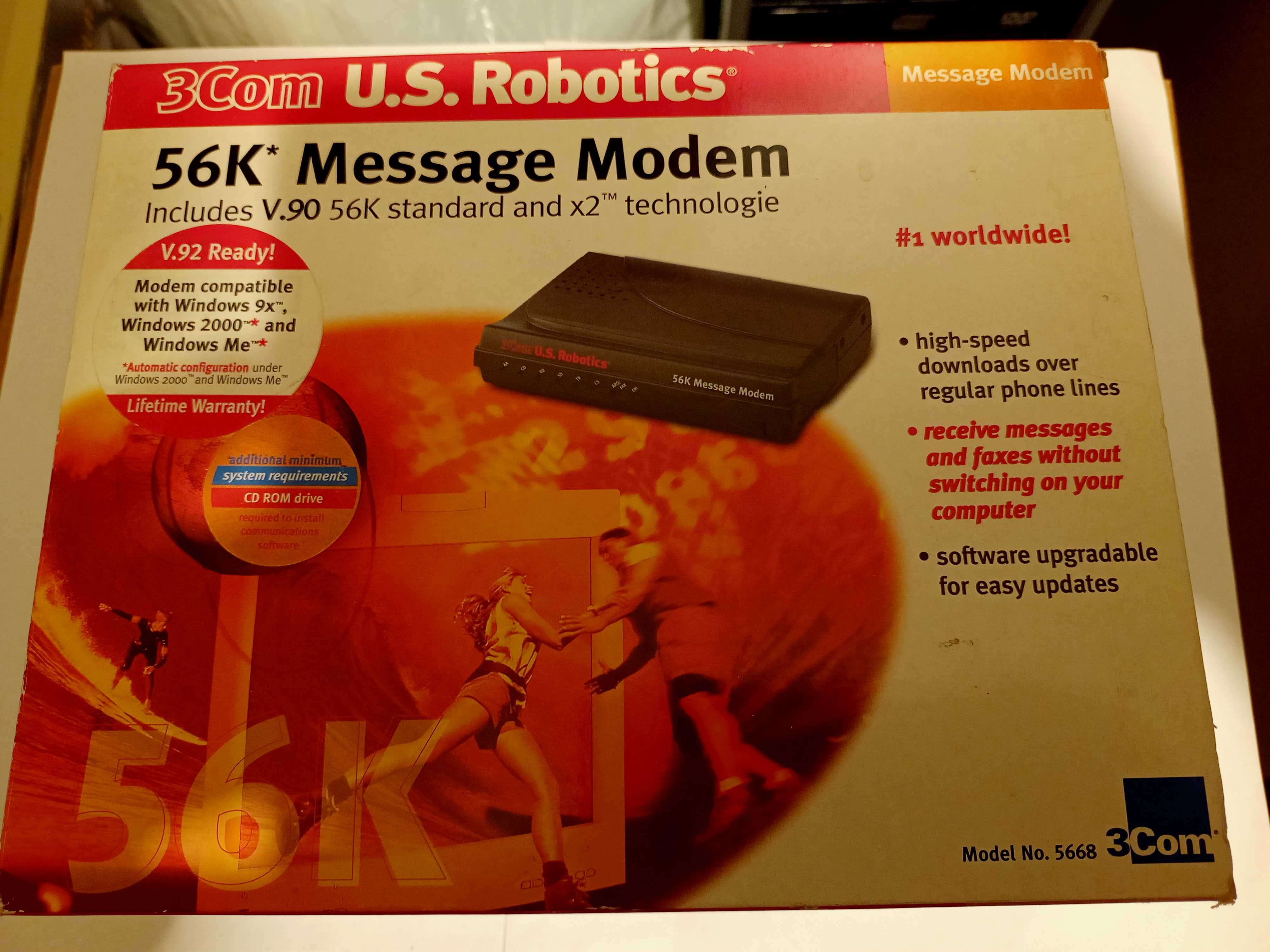 Modem u.s robotics 56k message modem