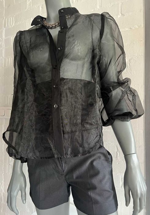 Блуза з органзи чорна прозора. Блузка вечірня.