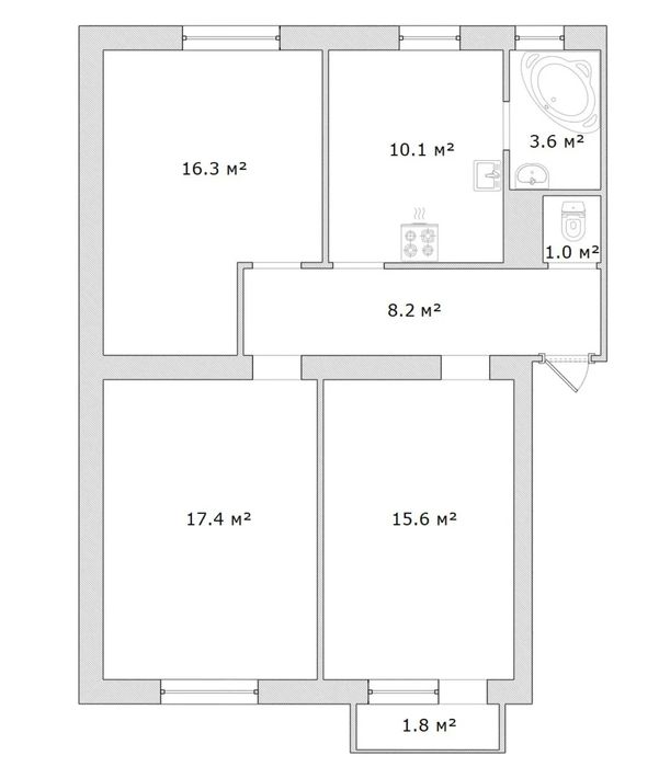 Продам просторную 3к кв.Не высокий 3й этаж.Новокадацкий