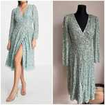 Maya deluxe Miętowa cekinowa kopertowa sukienka midi 34 xs  36 s asos