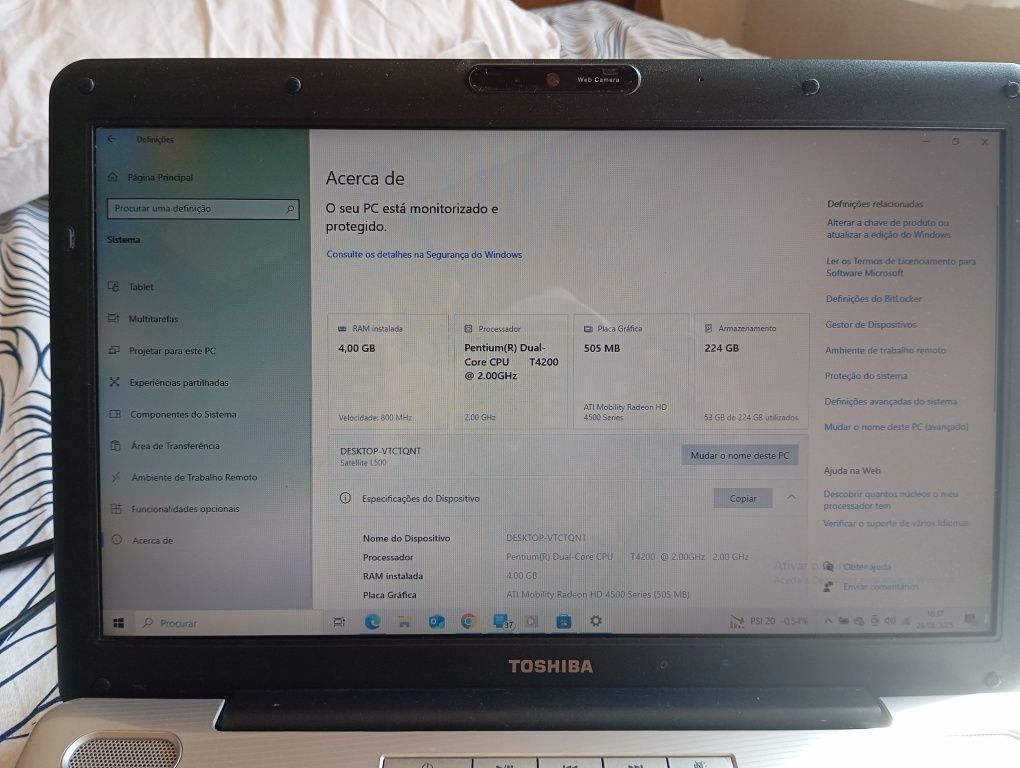 Toshiba em total funcionamento