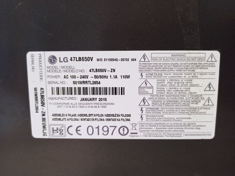 Telewizor LG47LB650V - ZN 3D 47"