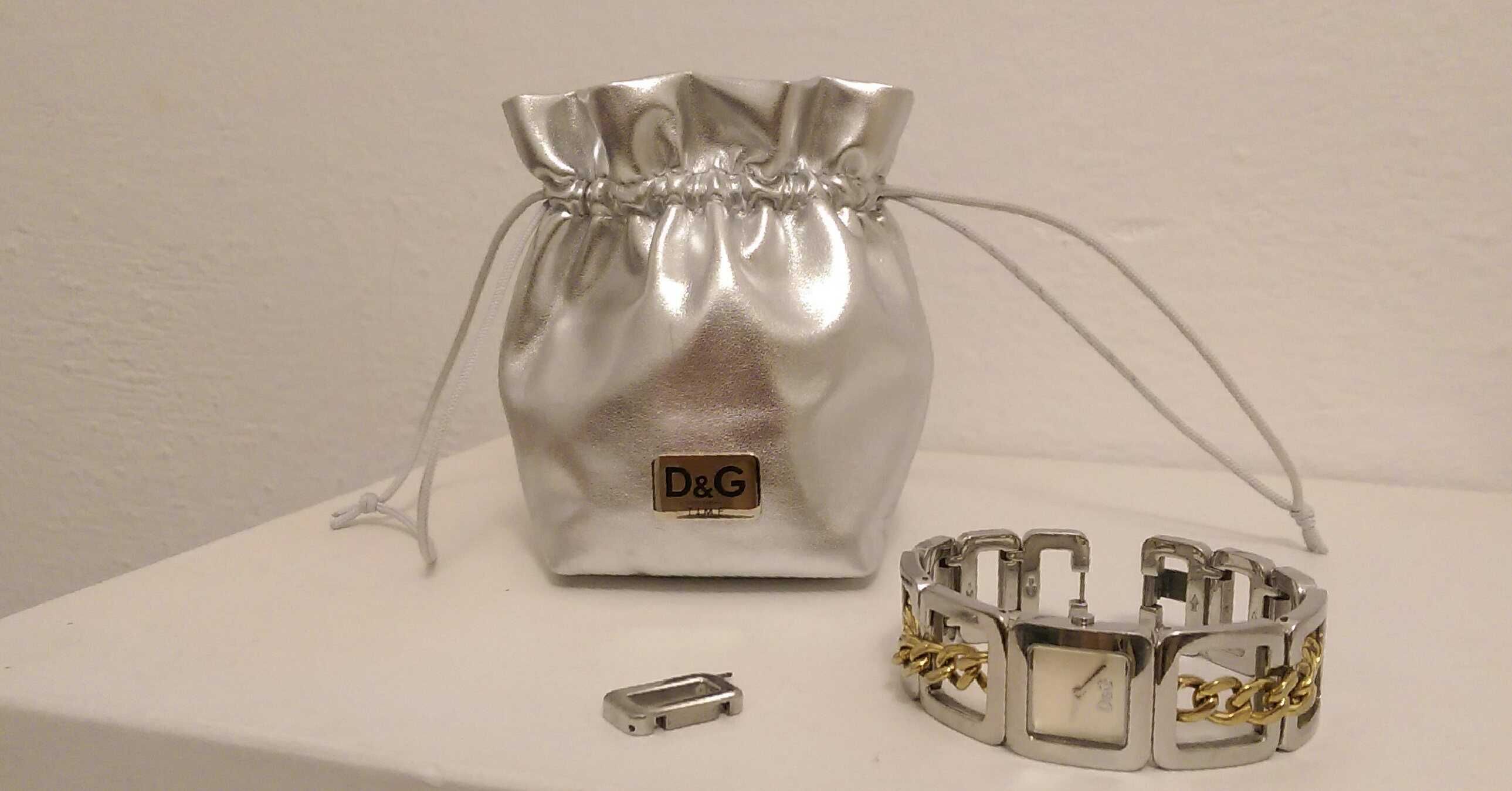 Zegarek unisex Dolce & Gabbana srebrno-złoty z białą tarczą D & G