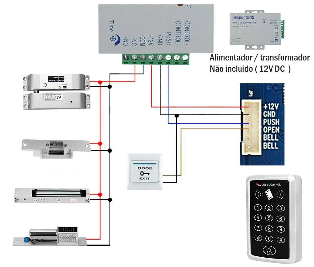 Teclado controlo de acessos por codigo abertura porta cartão RFID AL