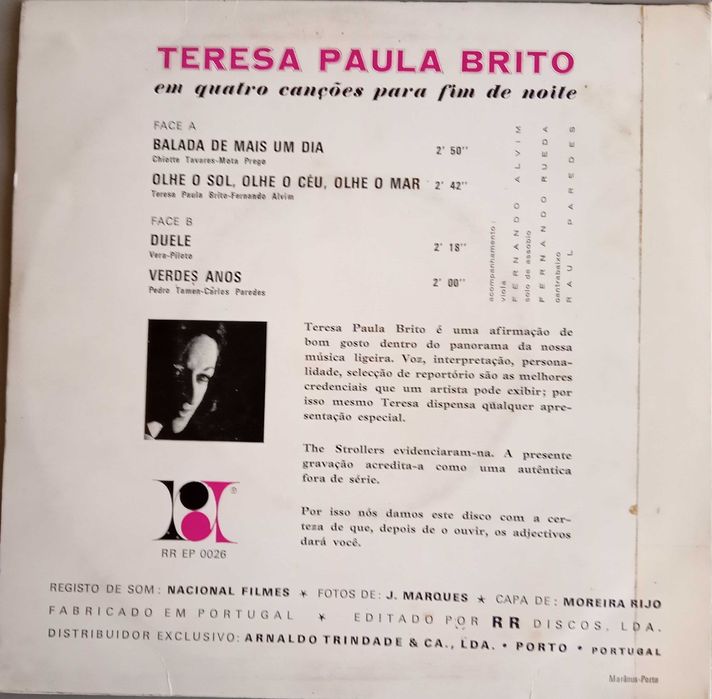 Teresa Paula Brito	- - - - -	Em Quatro Canções Para Fim de Noite	- 	EP