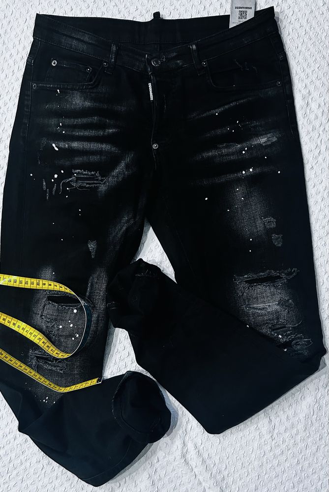Spodnie Dsquared2 jeansowe nakrapiane czarne