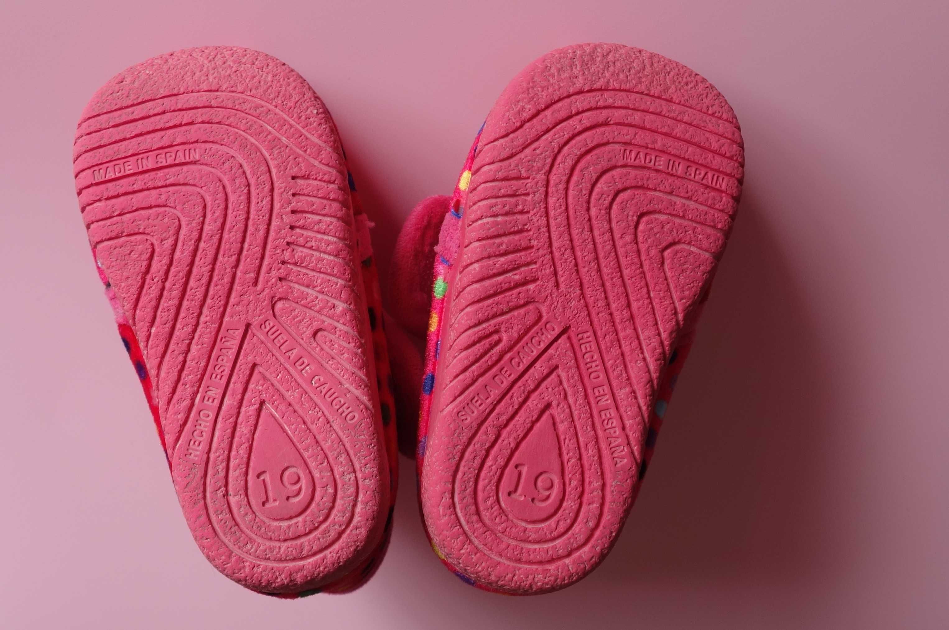 Sapatinhos para Bebé tam. 19 com velcro rosa com bolinhas
