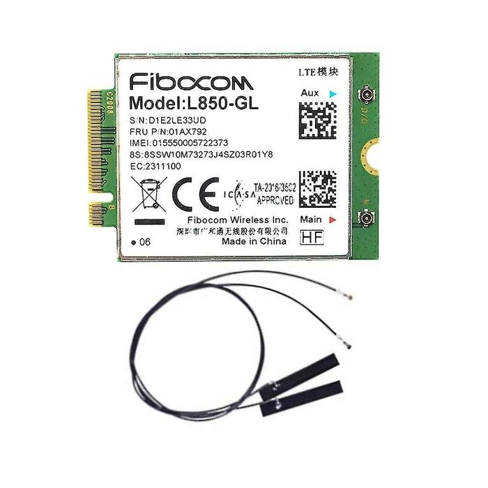 Chip WWAN - Fibocom L850-GL 4G LTE Cat9 + cabos de antena