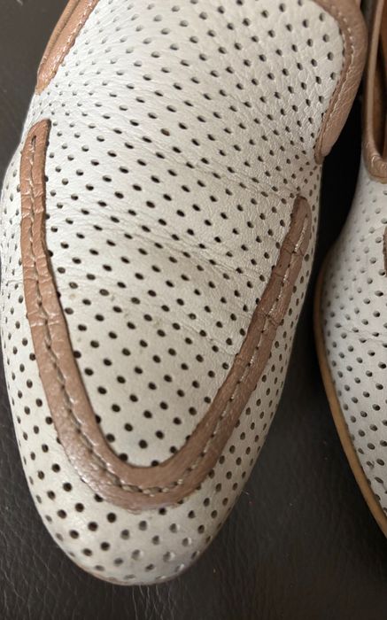 GINO ROSSI skóra, skórzane mokasyny, półbuty ażurowe