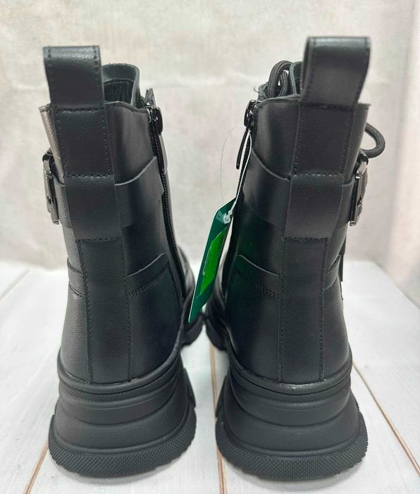 Дитячі підліткові зимові черевики на овчині  Paliament чорні р32-р37