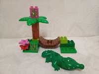 Lego duplo z huśtawką krokodylem palmą