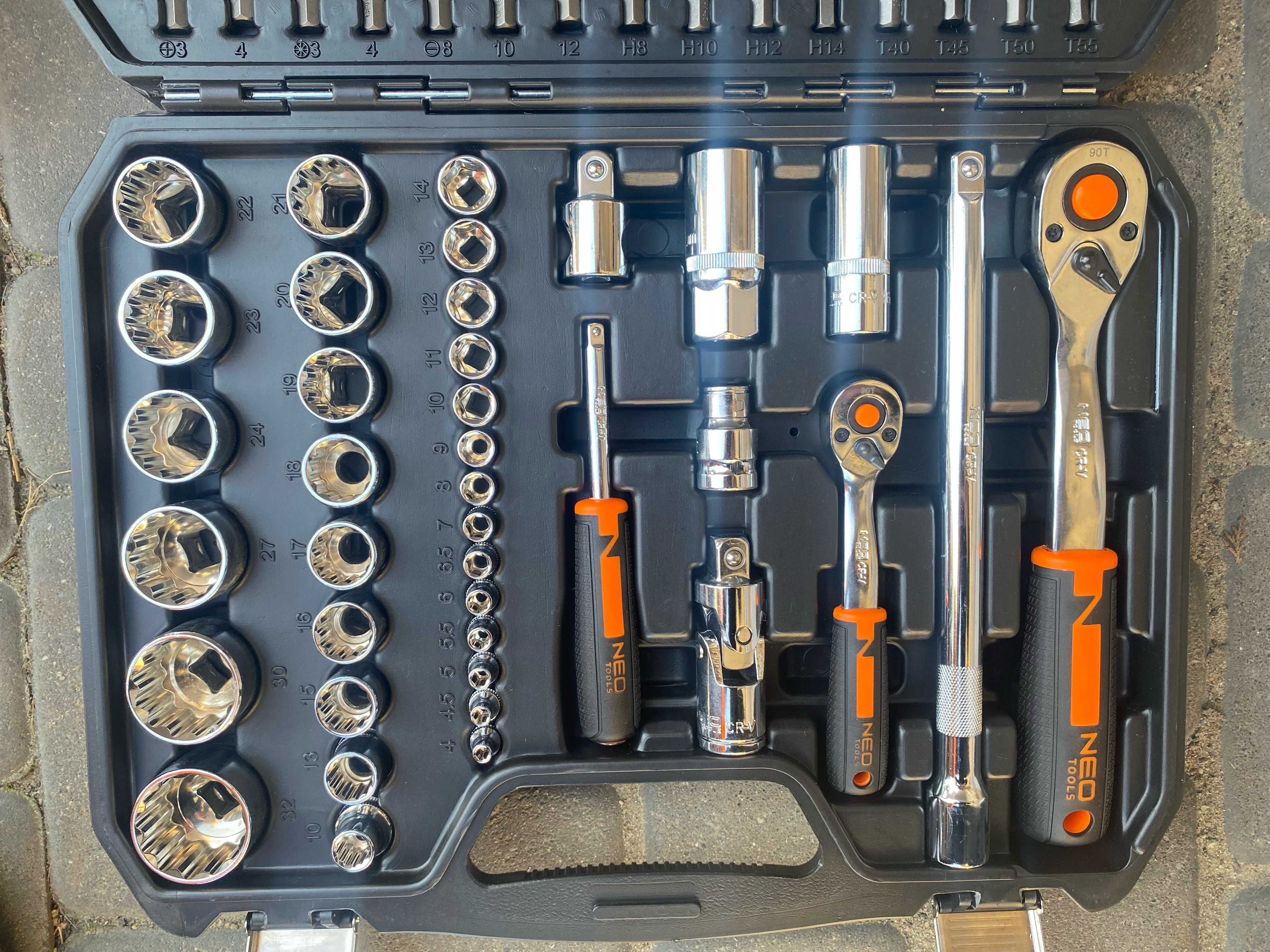 Nowy Zestaw narzędzi Neo Tools 86 el walizka Komplet kluczy nasadowych