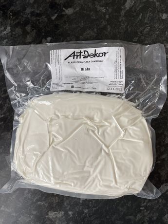 Biała 1kg MASA CUKROWA Lukier plastyczny tort DUŻA